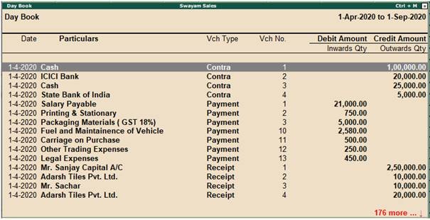 Reports on Books, Registers and Ledgers in TallyERP9